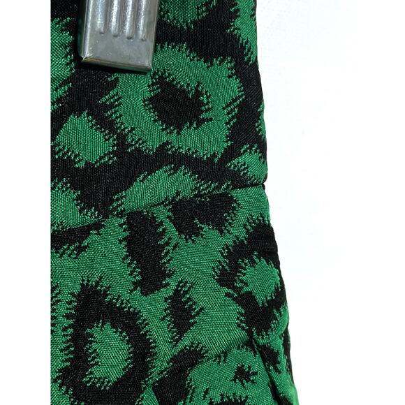 Banana Republic Mini Skirt 10P Pleated Leopard Jacquard Black Green Y2K VTG Boho - Picture 2 of 9